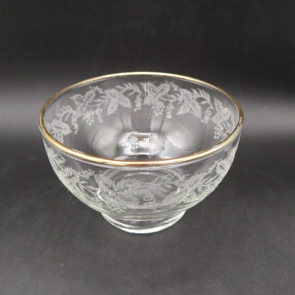 Set of 2, Bartlett Collins Decoration 806 Clear (Gold Trim), Footed Dessert Bowl - Picture 3 of 9
